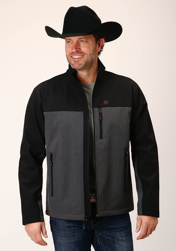 MENS GREY BLACK COMBO SOFT SHELL JACKET