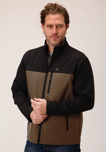 MENS BROWN BLACK COMBO SOFT SHELL JACKET