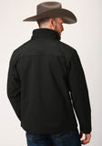 MENS BLACK SOFTSHELL WITH BLACK LINING ZIP FRONT JACKET