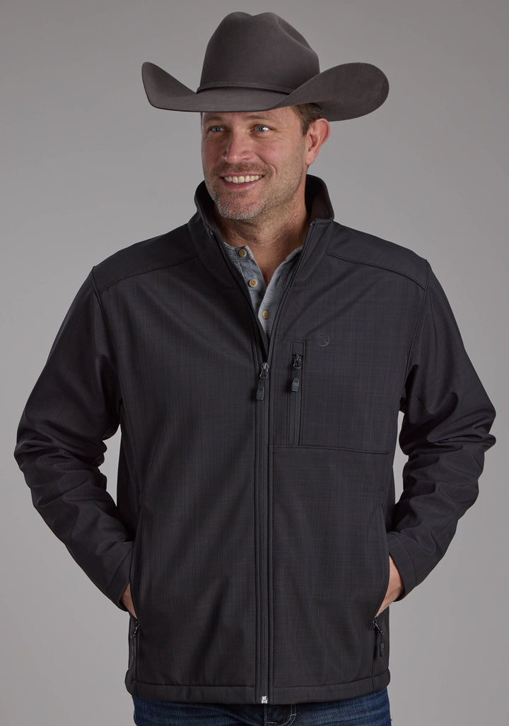 MENS CHARCOAL HEATHER WITH BLACK FLEECE ZIPPER JACKET