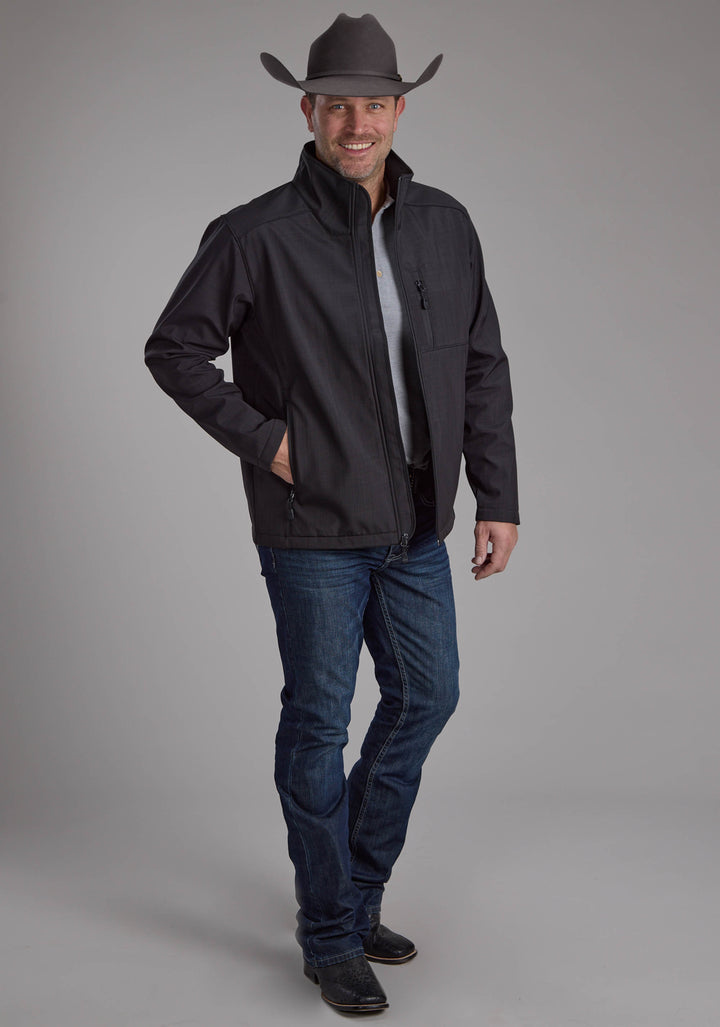 MENS CHARCOAL HEATHER WITH BLACK FLEECE ZIPPER JACKET