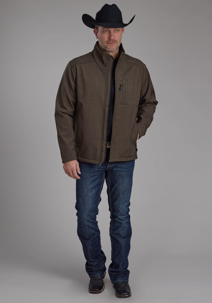 MENS CHOCOLATE HEATHER WITH BLACK FLEECE ZIPPER JACKET