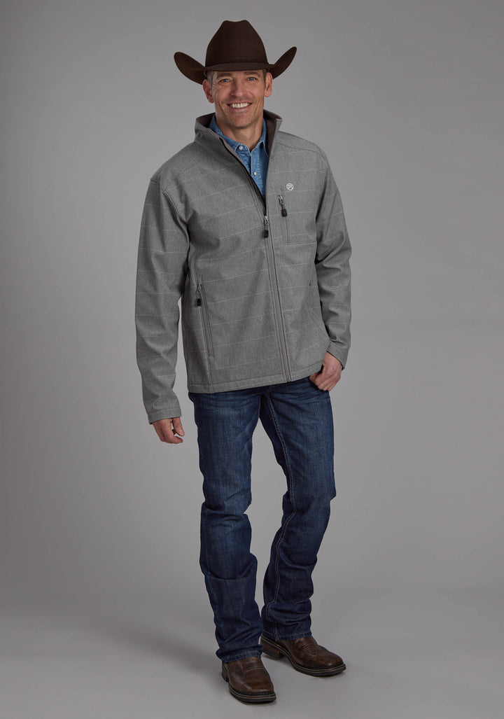 MENS TAUPE STRIPE WITH DARK TAUPE FLEECE ZIPPER JACKET