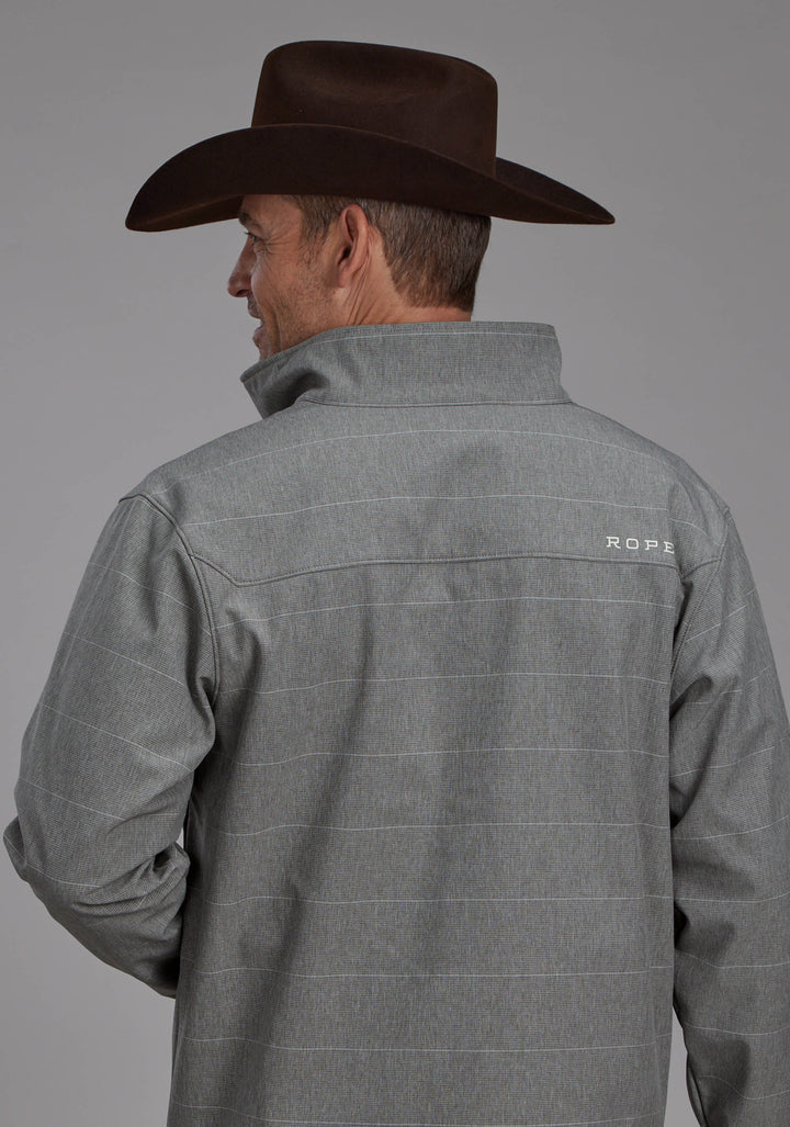 MENS TAUPE STRIPE WITH DARK TAUPE FLEECE ZIPPER JACKET
