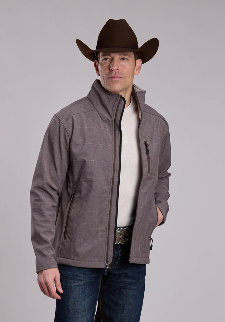 MENS ROPER COFFEE STRIPE SOFTSHELL WESTERN JACKET