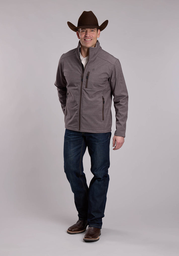 MENS ROPER COFFEE STRIPE SOFTSHELL WESTERN JACKET
