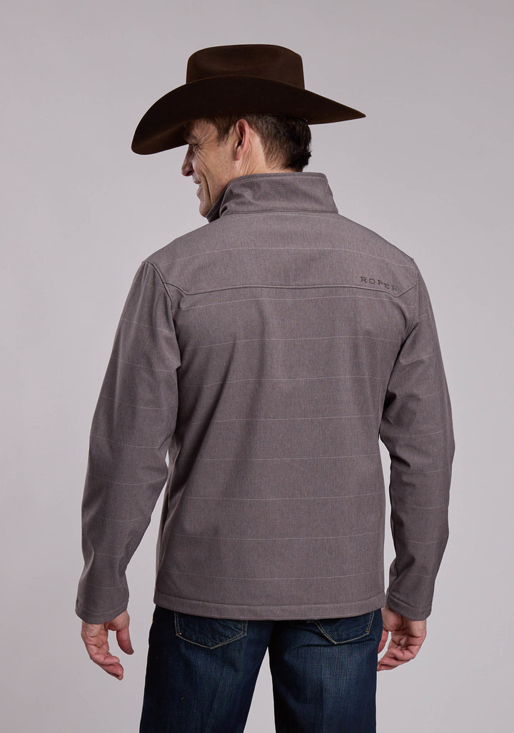 MENS ROPER COFFEE STRIPE SOFTSHELL WESTERN JACKET