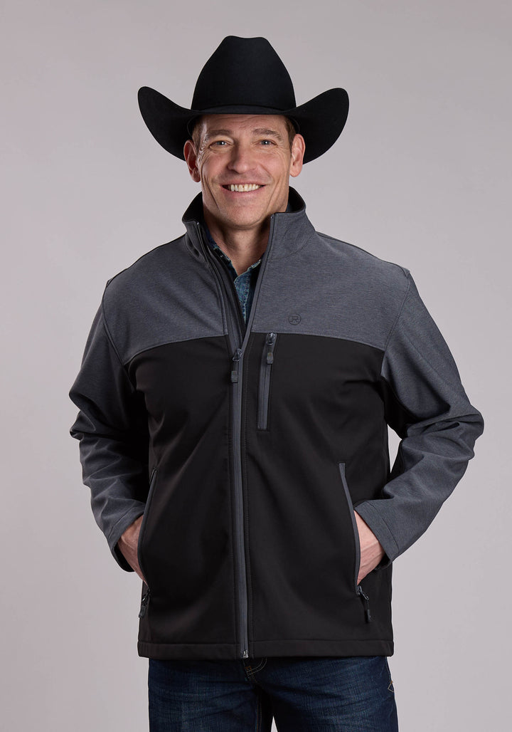 MENS ROPER CHARCOAL GREY AND BLACK COMBO WESTERN JACKET