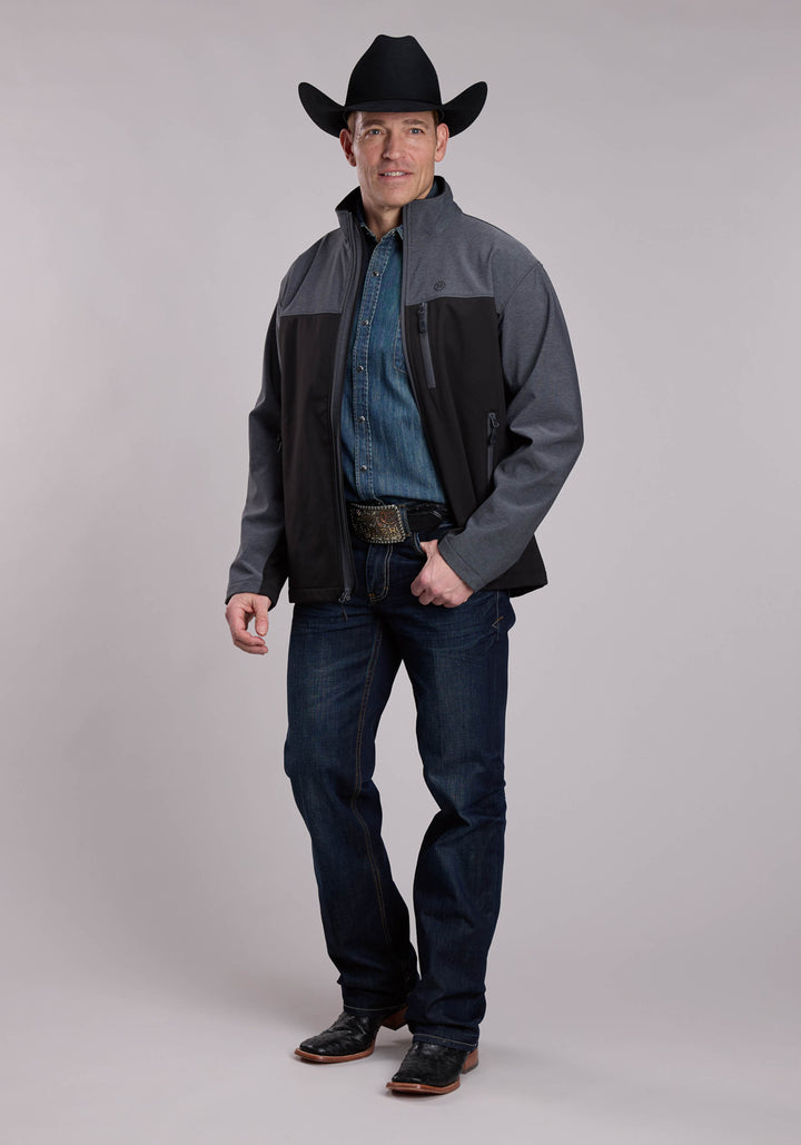 MENS ROPER CHARCOAL GREY AND BLACK COMBO WESTERN JACKET