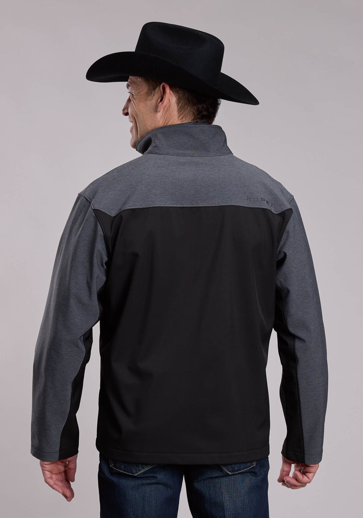 MENS ROPER CHARCOAL GREY AND BLACK COMBO WESTERN JACKET