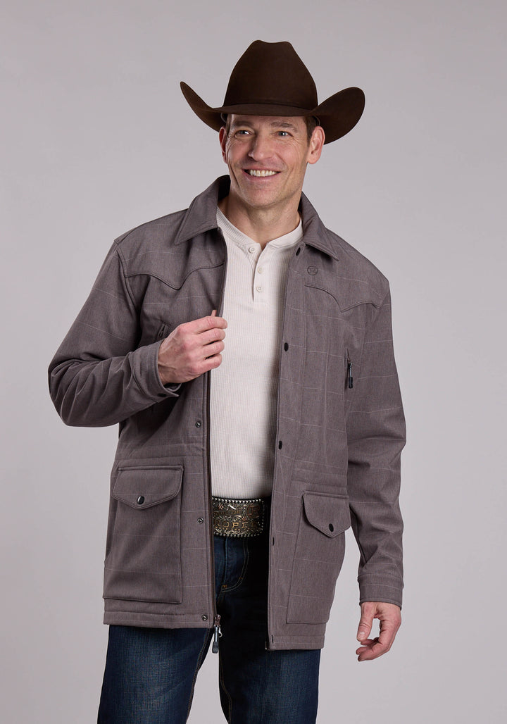 MENS ROPER COFFEE STRIPE SOFTSHELL WESTERN RIDING JACKET