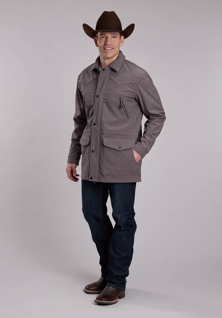 MENS ROPER COFFEE STRIPE SOFTSHELL WESTERN RIDING JACKET