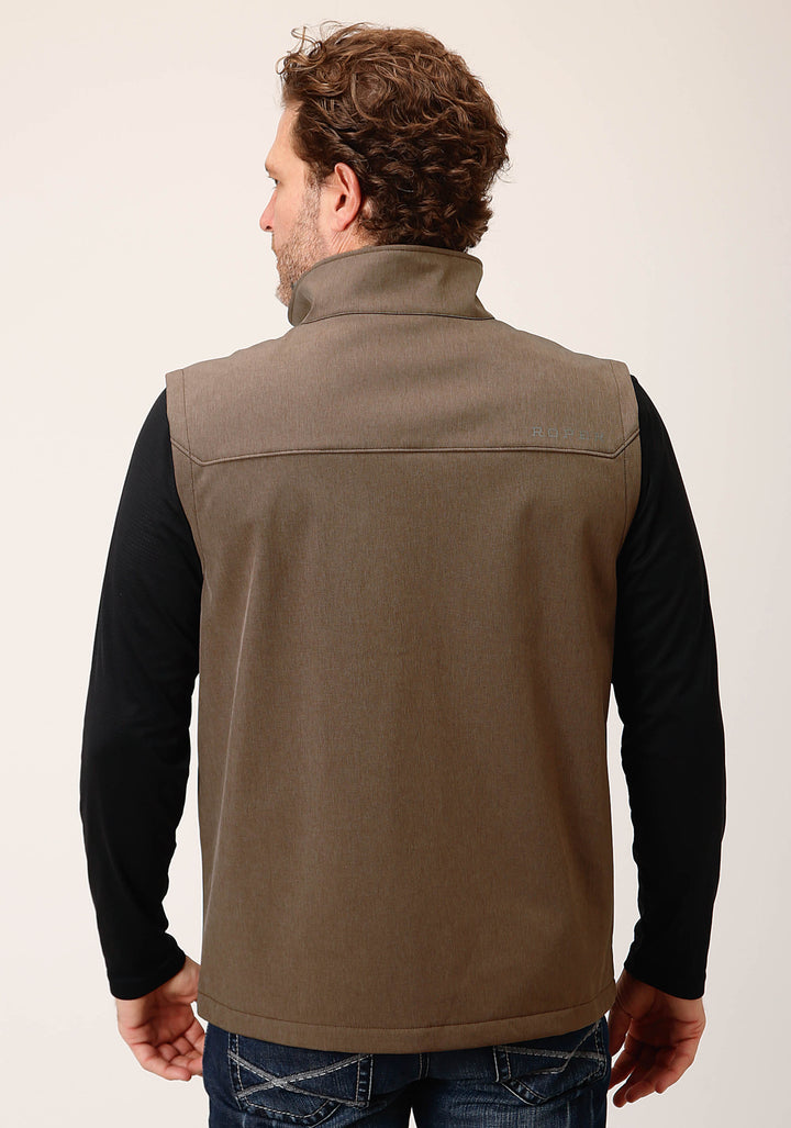 MENS HEATHER MOCHA SOFT SHELL VEST