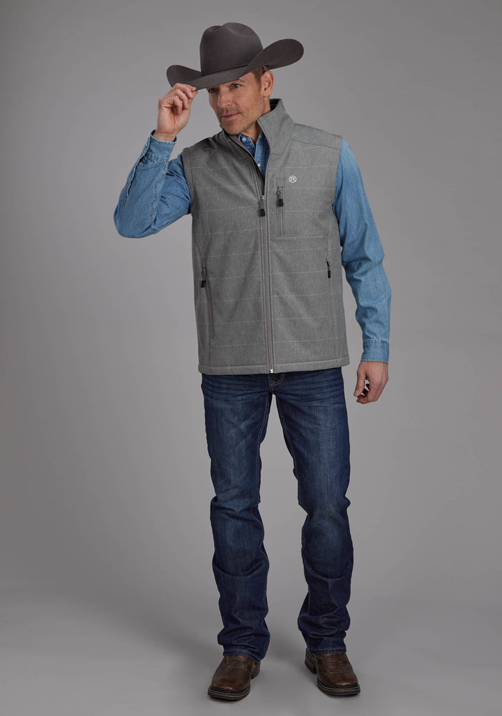 MENS TAUPE STRIPE WITH DARK TAUPE FLEECE ZIPPER JACKET