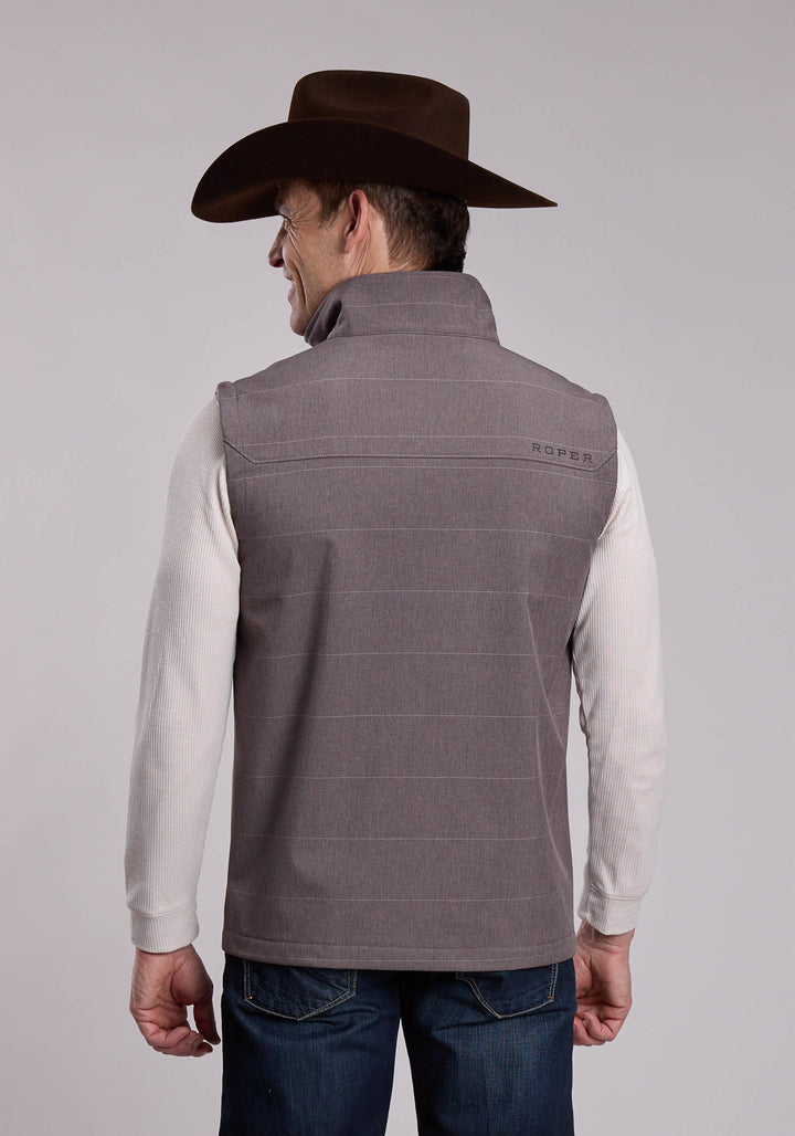 MENS ROPER COFFEE STRIPE SOFTSHELL WESTERN VEST