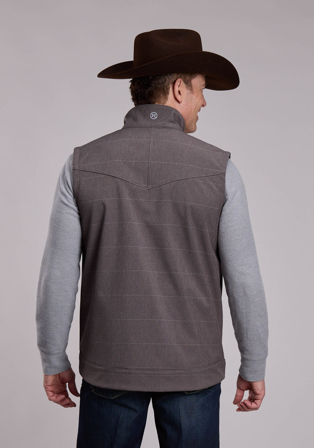 MENS ROPER COFFEE STRIPE SOFTSHELL CONCEALED CARRY WESTERN VEST