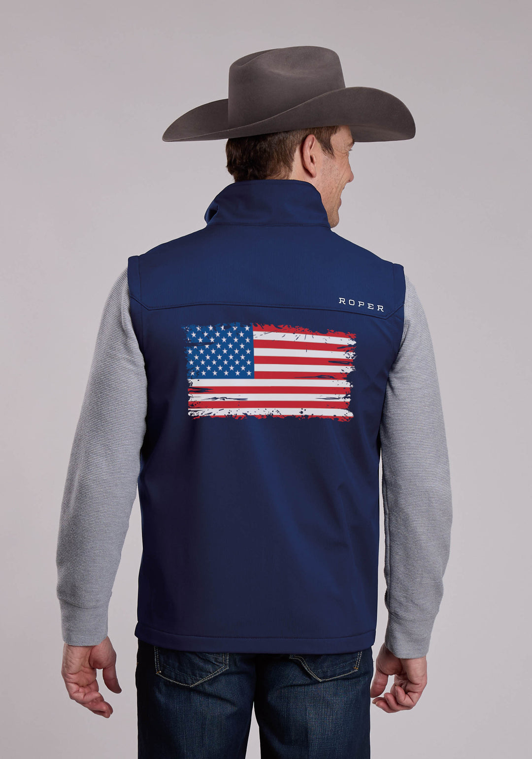 MENS ROPER AMERICANA SOFTSHELL WESTERN VEST