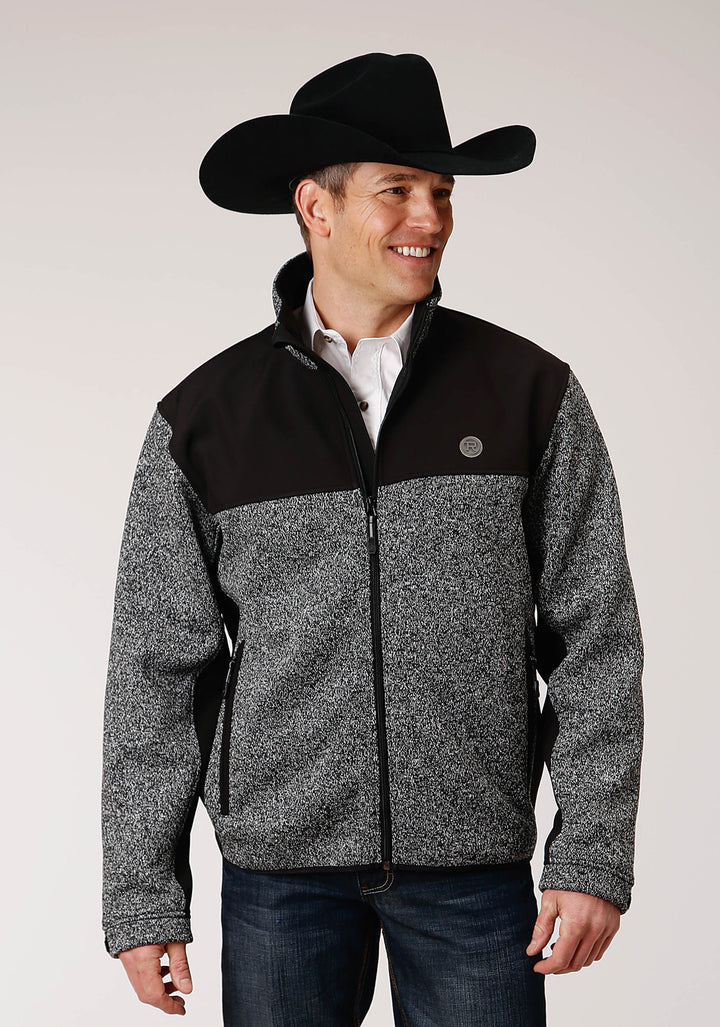 MENS HEATHERED CHARCOAL SWEATER KNIT JACKET