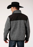 MENS HEATHERED CHARCOAL SWEATER KNIT JACKET