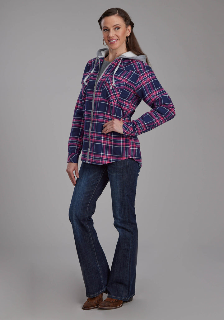 WOMENS THERMAL LINED FLANNEL SHIRT SNAP JACKET