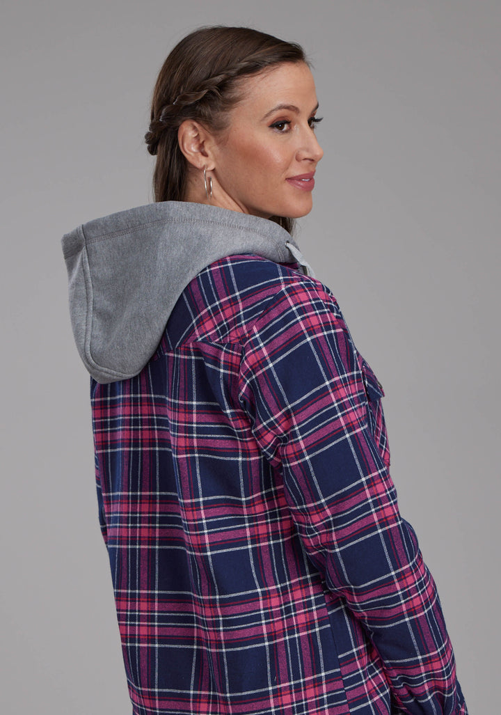 WOMENS THERMAL LINED FLANNEL SHIRT SNAP JACKET