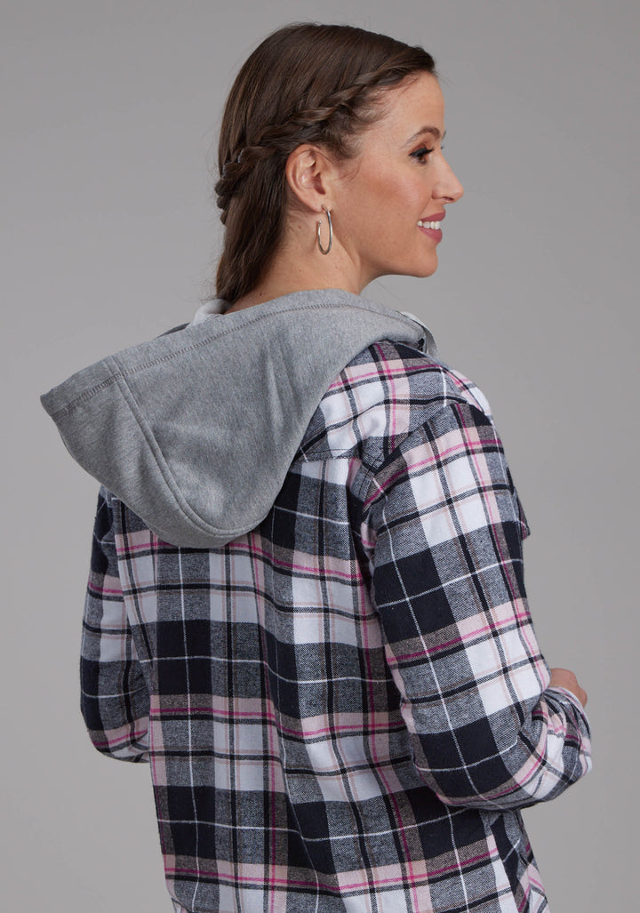 WOMENS THERMAL LINED FLANNEL SHIRT SNAP JACKET