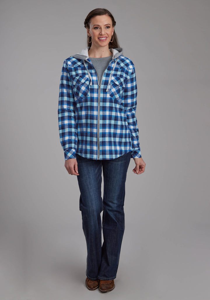 WOMENS THERMAL LINED FLANNEL SHIRT SNAP JACKET