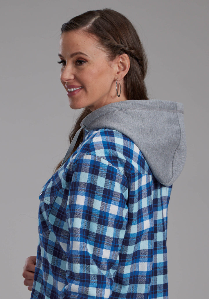 WOMENS THERMAL LINED FLANNEL SHIRT SNAP JACKET