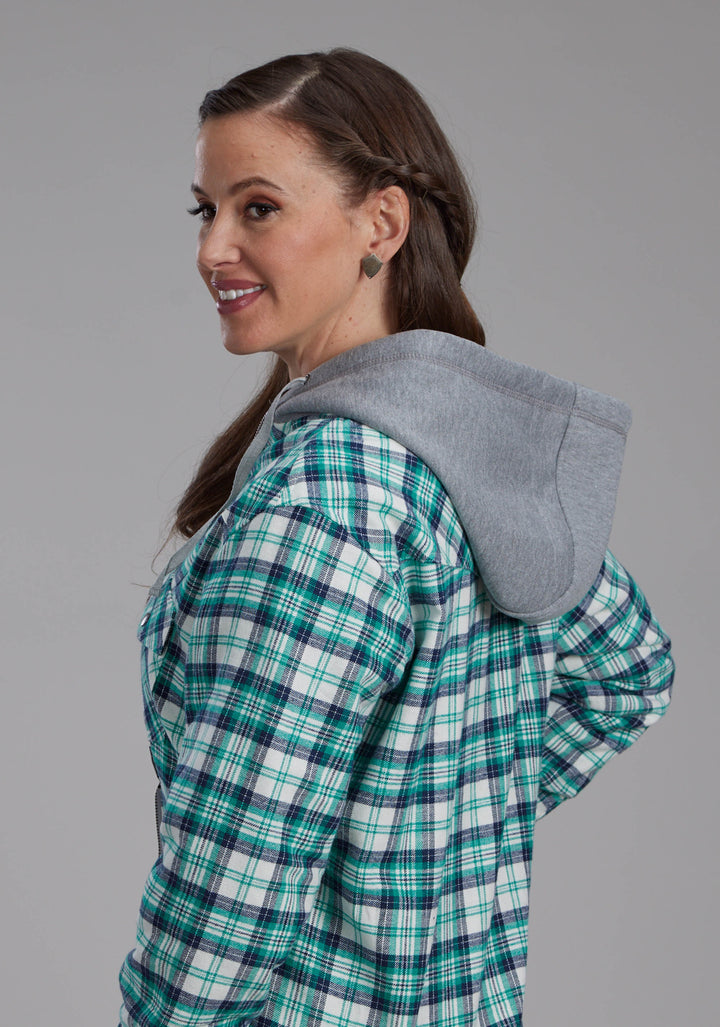 WOMENS THERMAL LINED FLANNEL SHIRT SNAP JACKET