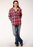 WOMENS LONG SLEEVE SNAP THERMAL LINED FLANNEL SHIRT JACKET