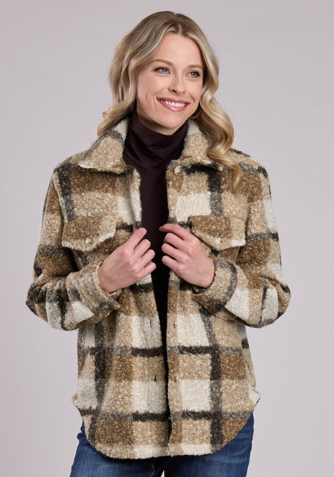 WOMENS JACKET BUTTON OVERSIZED SHIRT WESTERN JACKET