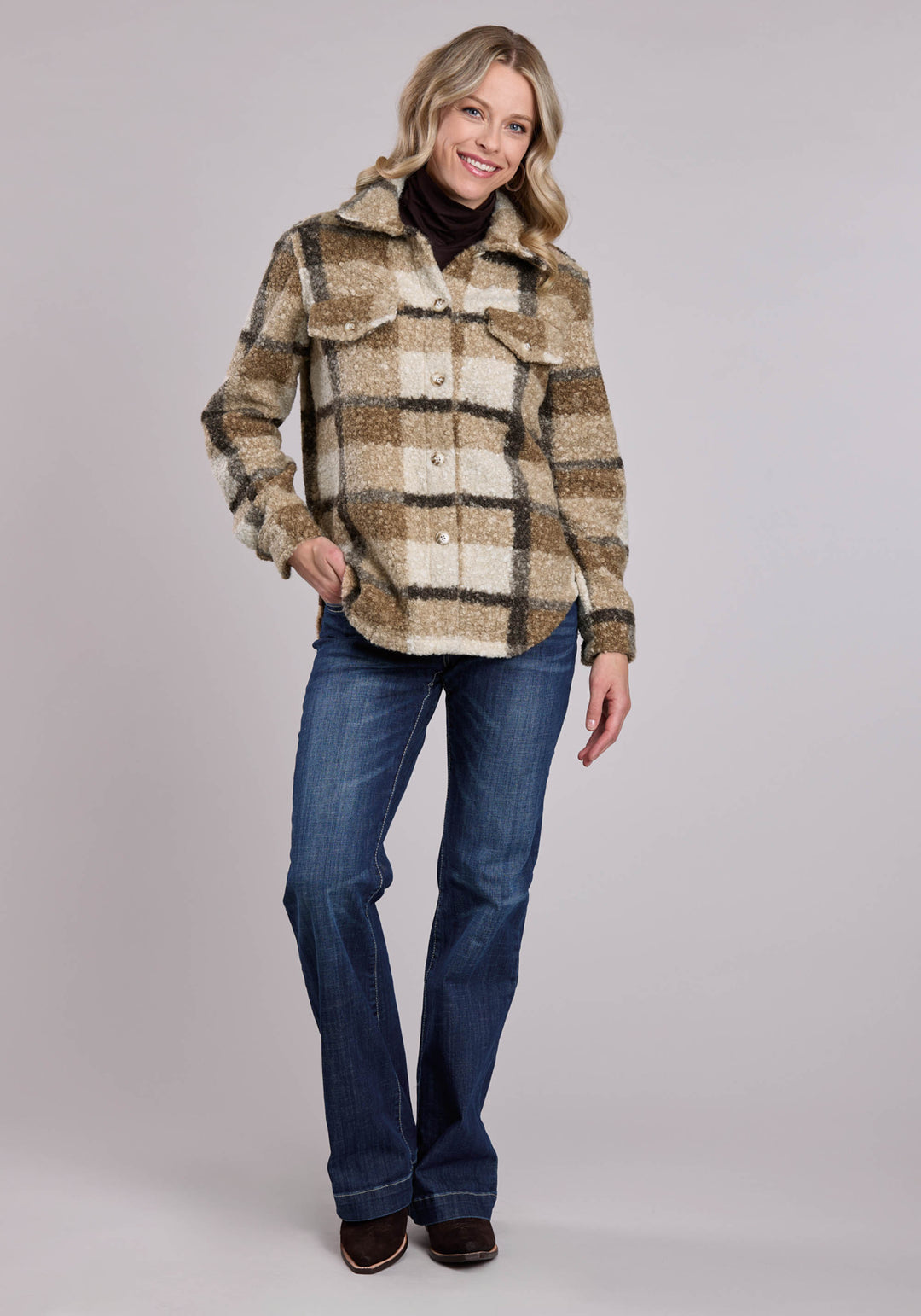 WOMENS JACKET BUTTON OVERSIZED SHIRT WESTERN JACKET