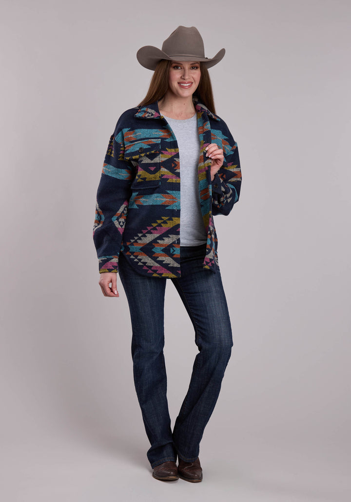 WOMENS ROPER WOVEN AZTEC WESTERN SHIRT JACKET