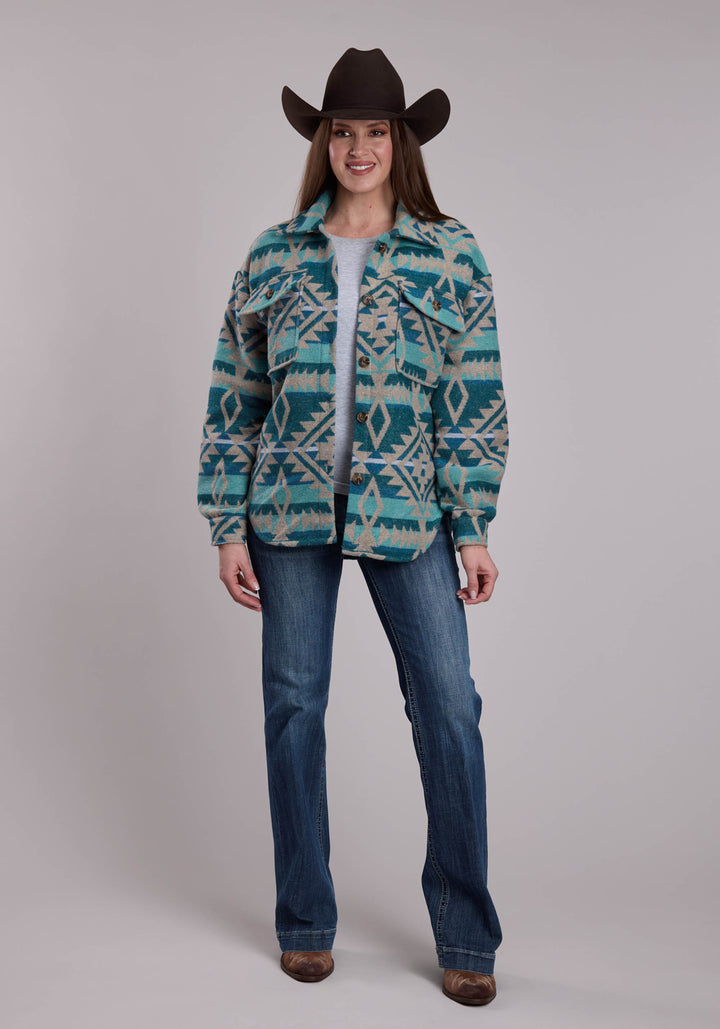 WOMENS ROPER WOVEN AZTEC WESTERN SHIRT JACKET