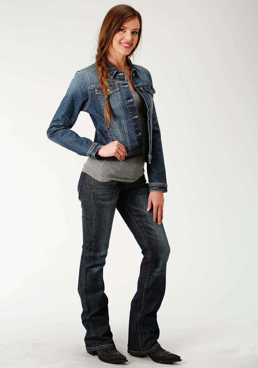 WOMENS BLUE DENIM LIGHTLY SANDED JACKET