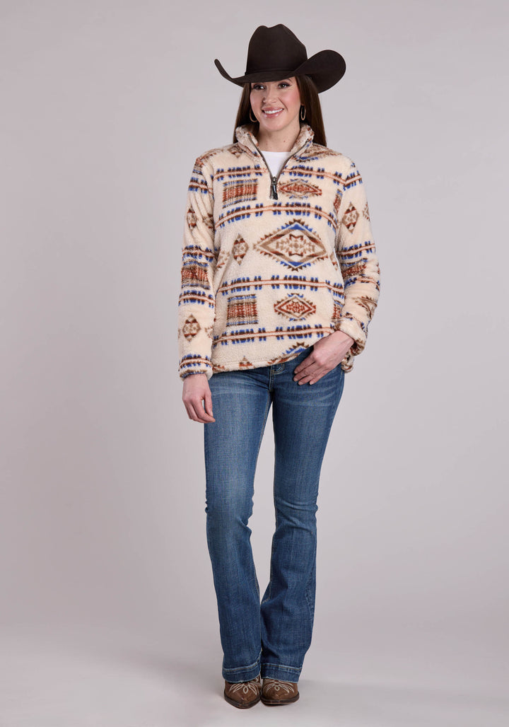 WOMENS JACKET ZIPPER 1/4 ZIP POLAR FLEECE PULLOVER WESTERN JACKET