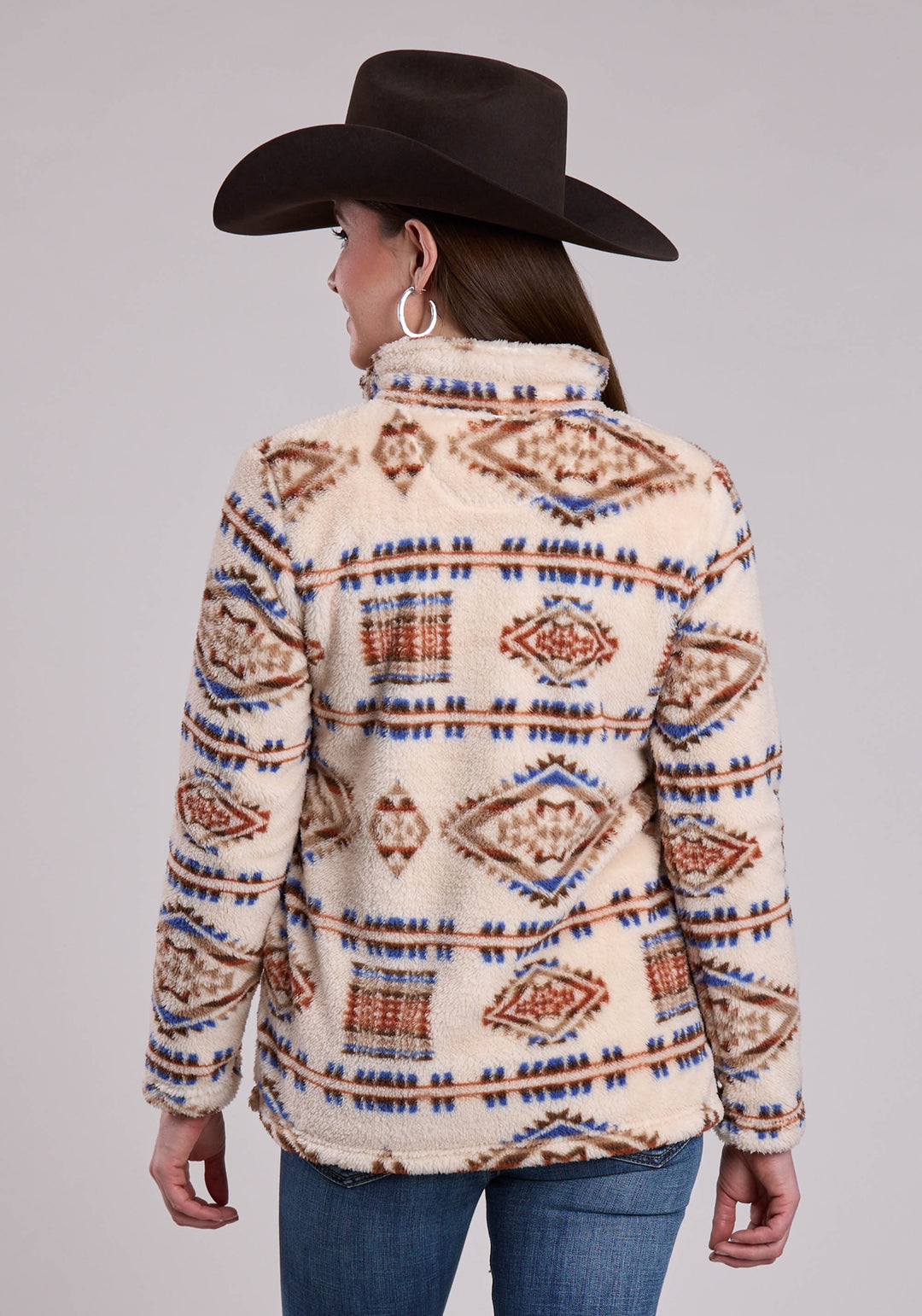 WOMENS JACKET ZIPPER 1/4 ZIP POLAR FLEECE PULLOVER WESTERN JACKET