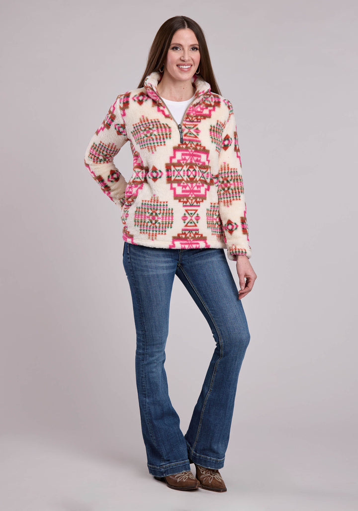 WOMENS JACKET ZIPPER 1/4 ZIP POLAR FLEECE PULLOVER WESTERN JACKET