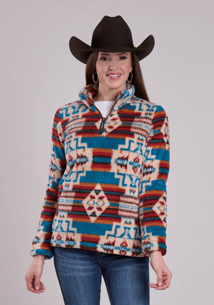 WOMENS JACKET ZIPPER 1/4 ZIP POLAR FLEECE PULLOVER WESTERN JACKET