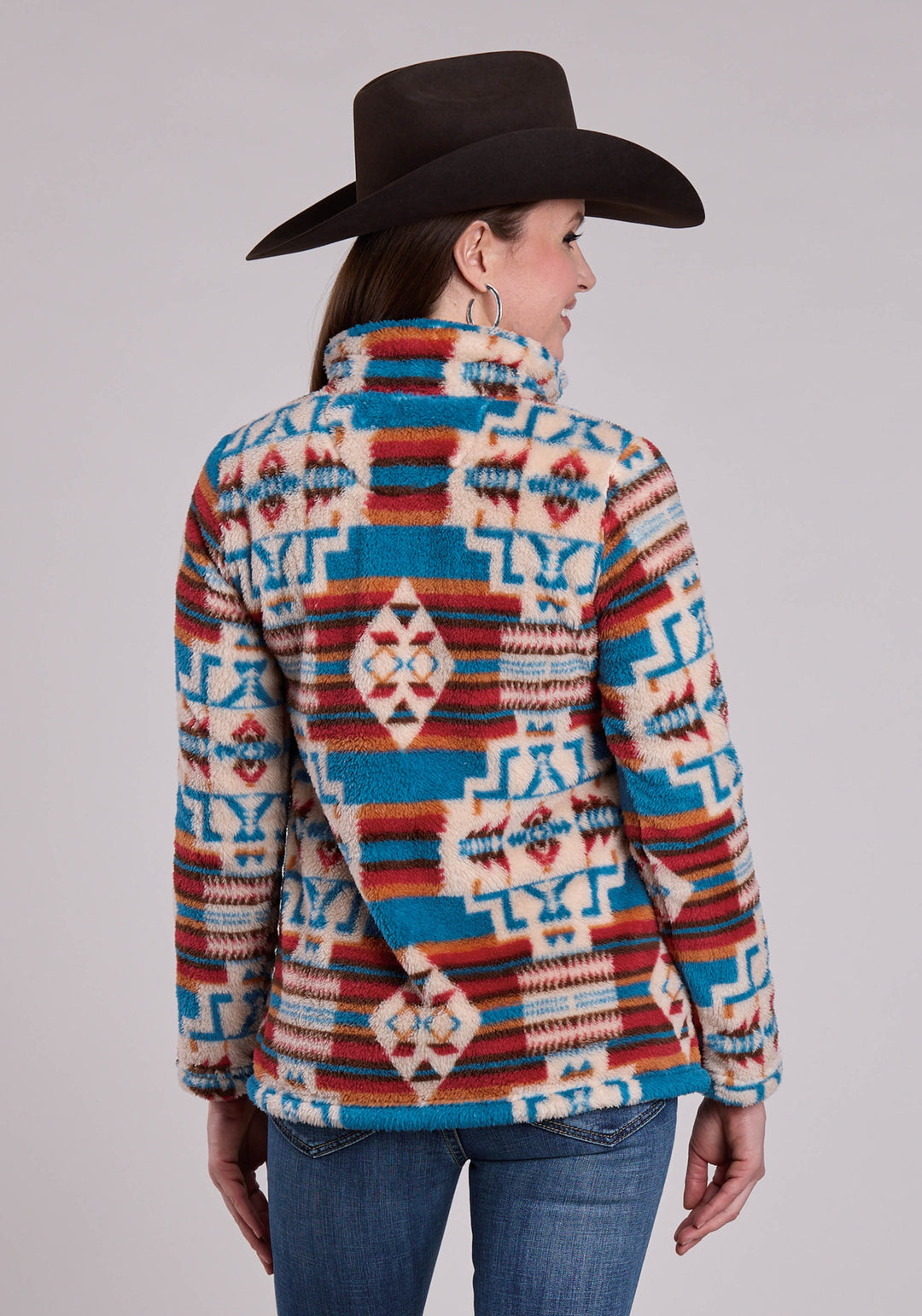 WOMENS JACKET ZIPPER 1/4 ZIP POLAR FLEECE PULLOVER WESTERN JACKET