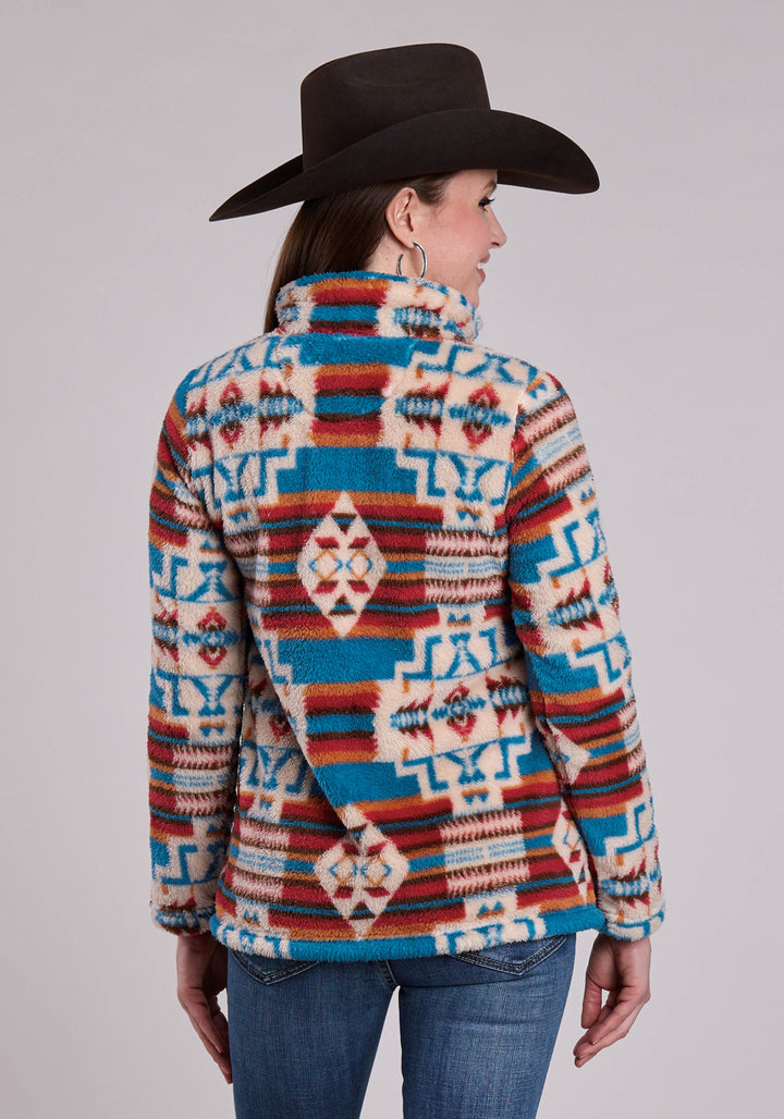 WOMENS JACKET ZIPPER 1/4 ZIP POLAR FLEECE PULLOVER WESTERN JACKET