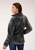 WOMENS CHARCOAL GREY 2 SIDED FUZZY FLEECE PULLOVER