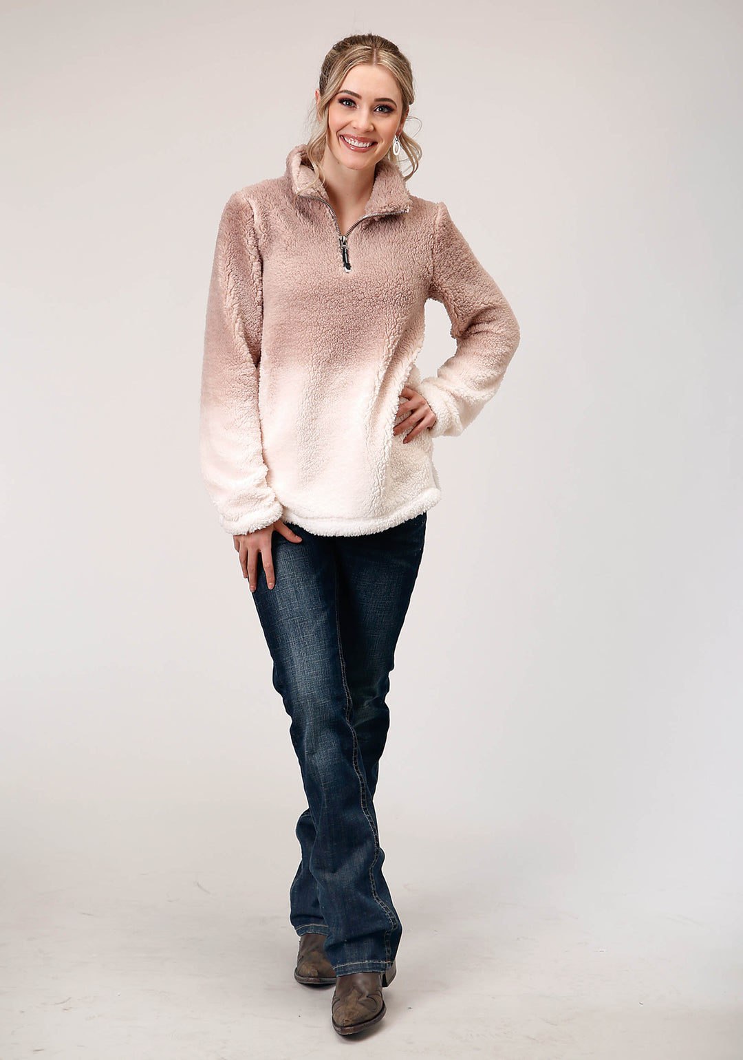 WOMENS POLAR FLEECE  DIP DYE PULLOVER