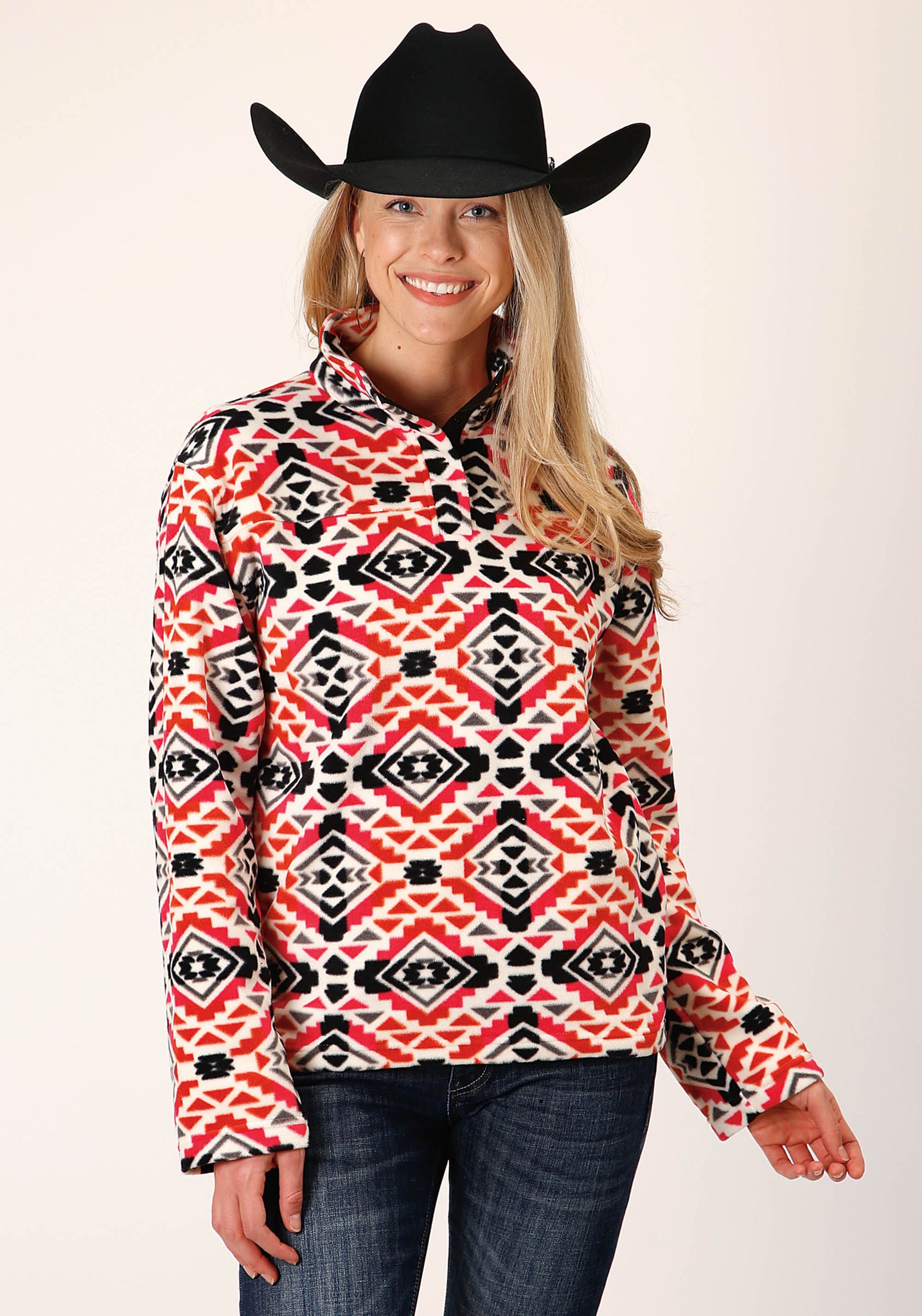 Aztec print fleece online pullover