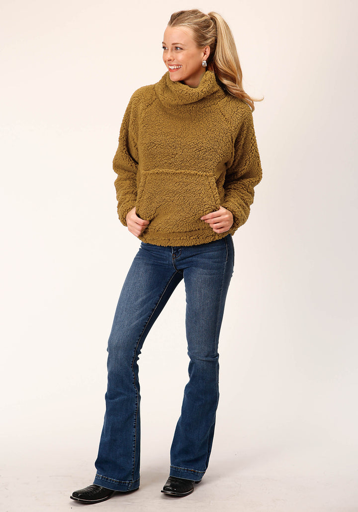 WOMENS TEDDY BEAR BROWN POLAR FLEECE PULLOVER