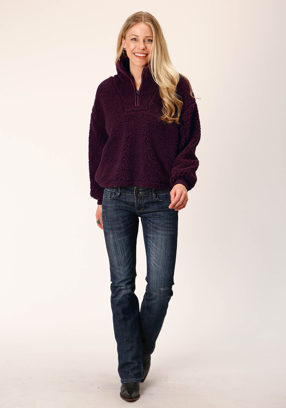 WOMENS CHARCOAL POLAR FLEECE PULLOVER