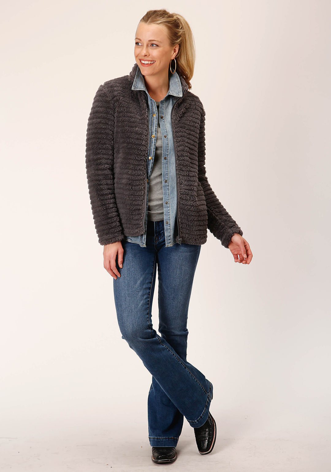WOMENS FAUX MINK FLEECE JACKET PULLOVER
