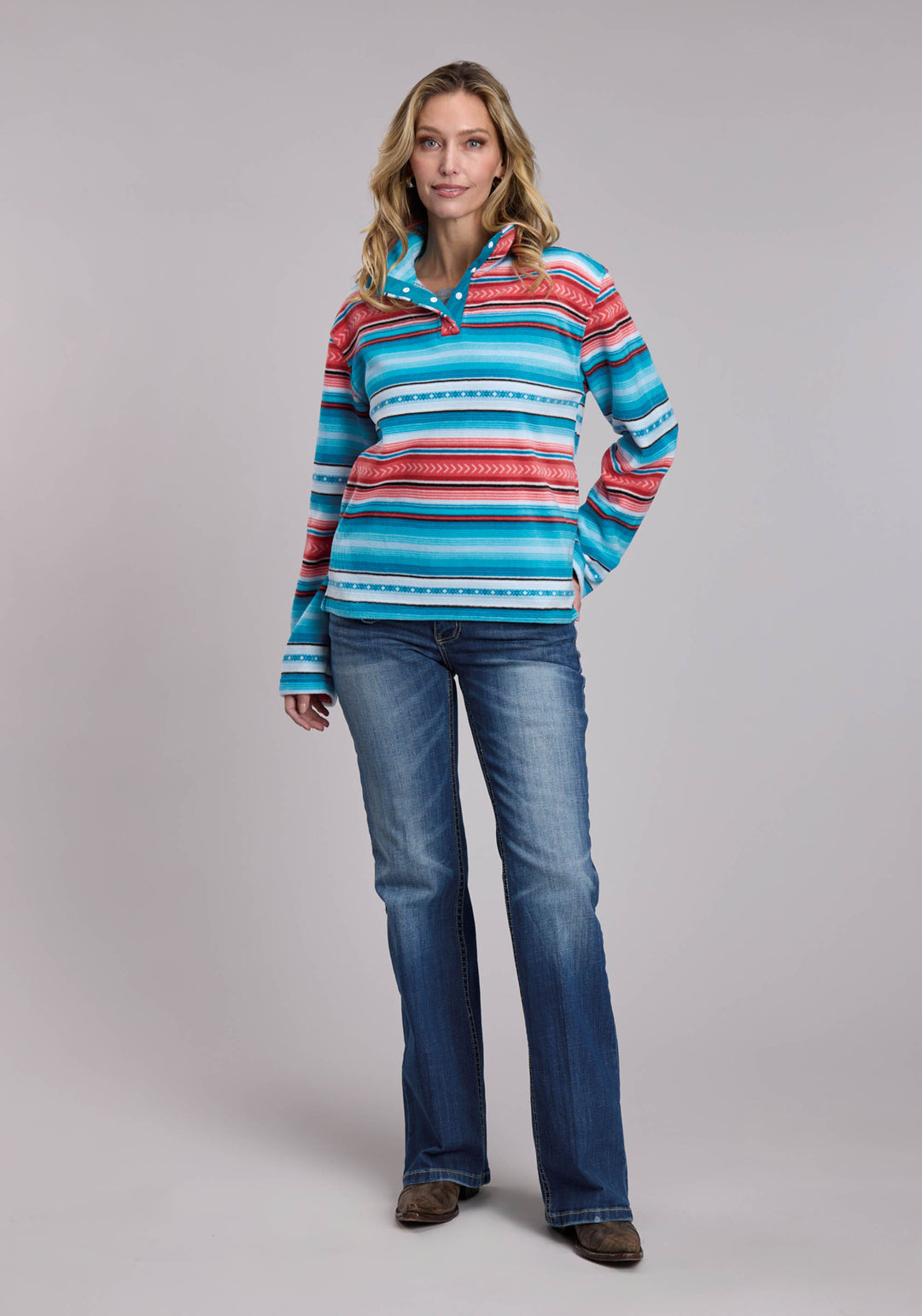WOMENS ROPER HORIZONTAL OMBRE STRIPE WESTERN JACKET
