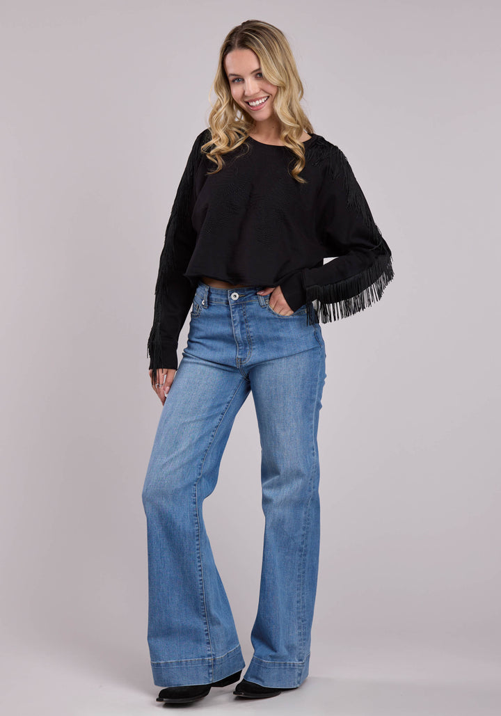 WOMENS JACKET PULLOVER COTTON FLEECE LS SWEATSHIRT WESTERN JACKET