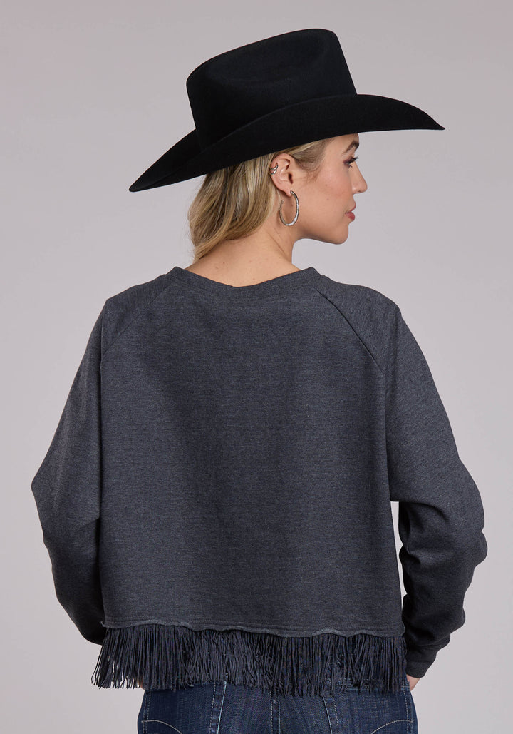 WOMENS ROPER COTTON FLEECE WESTERN CREW NECK PULLOVER JACKET